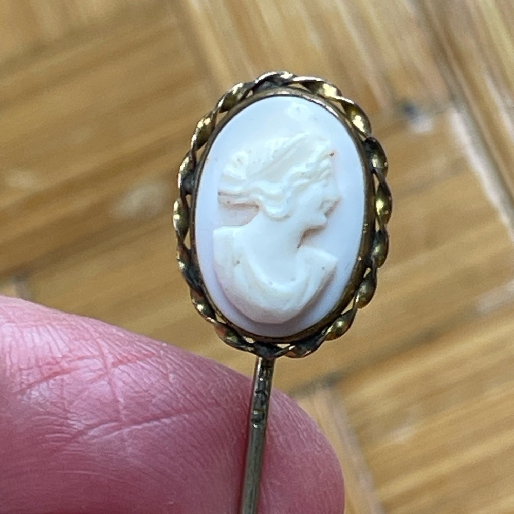 Vintage cameo & 925 sand dollar stick pins boho Victorian - Picture 8 of 11